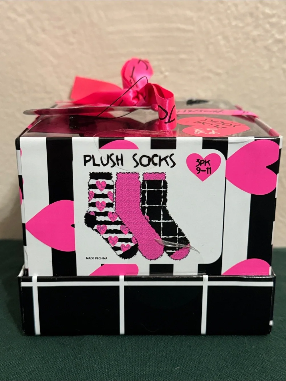 Betsey Johnson Black & Hot Pink Plush Sock Gift Set (3-Pack)